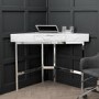 White Faux Marble Corner Desk & Teddy Fabric Office Chair Set - Roxy - Rowan
