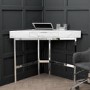 White Marble & Cream Boucle Corner Office Desk and Chair Set - Roxy