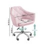 White Marble & Pink Velvet Corner Office Desk and Chair Set - Roxy 
