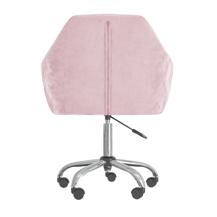 White Marble & Pink Velvet Corner Office Desk and Chair Set - Roxy 