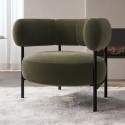 BUN/ROY003/90567 Green Velvet Curved Accent Chair - Romy