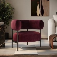 Burgundy Velvet Curved Accent Chair - Romy