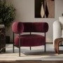 Burgundy Velvet Curved Accent Chair - Romy