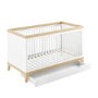ALMOST PERFECT - White and Wood Convertible Cot Bed with Drawer Storage - Rue