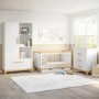 ALMOST PERFECT - White and Wood Convertible Cot Bed with Drawer Storage - Rue
