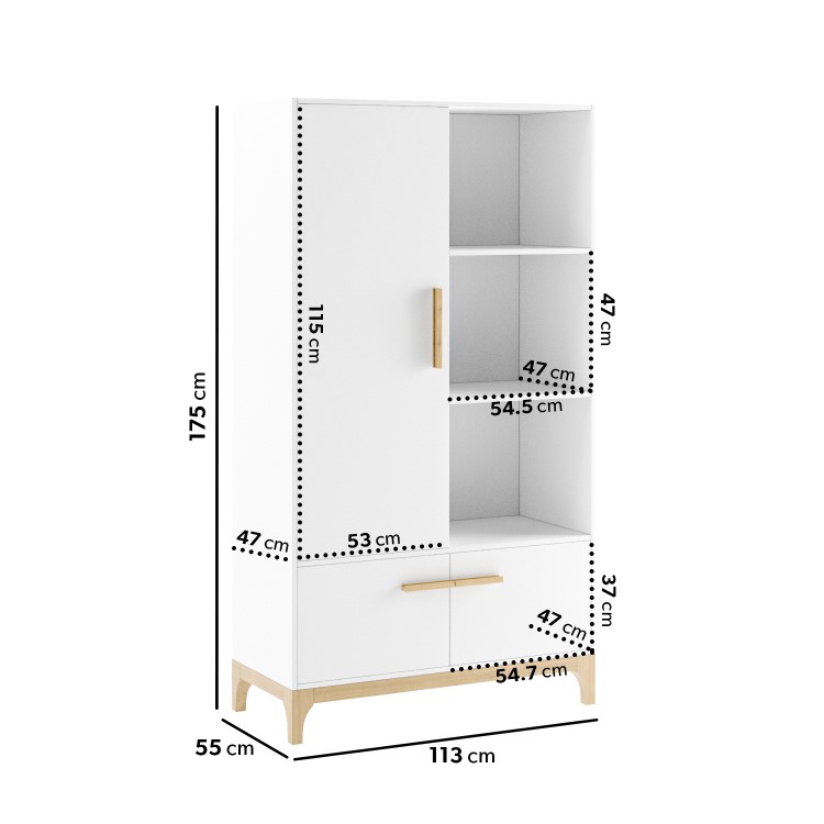 3 Piece Nursery Furniture Set in White and Pine - Rue