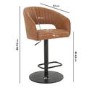 ONLY OPENED - Set of 2 Curved Tan Faux Leather Adjustable Bar Stools with Back - Runa