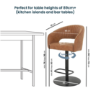Set of 3 Curved Tan Faux Leather Adjustable Swivel Bar Stools with Backs - Runa