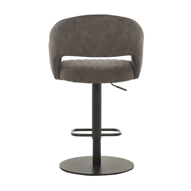 Set of 2 Curved Dove Grey Faux Leather Adjustable Swivel Bar Stools with Backs - Runa