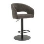 Set of 4 Curved Dove Grey Faux Leather Adjustable Swivel Bar Stools with Backs - Runa