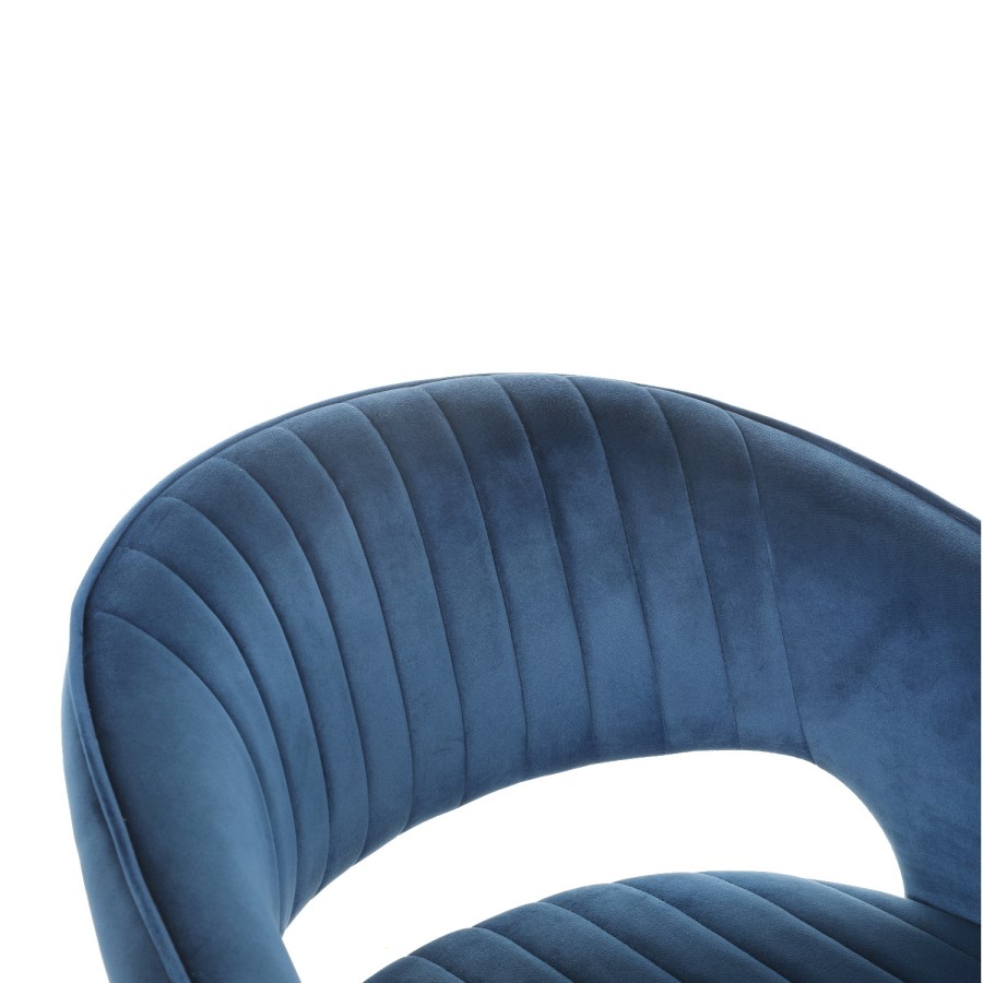 Grade A1 - Set of 2 Curved Navy Velvet Adjustable Bar Stools with Backs - Runa