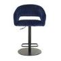 Set of 2 Curved Blue Velvet Adjustable Swivel Bar Stools with Backs - Runa