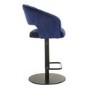 Set of 2 Curved Blue Velvet Adjustable Swivel Bar Stools with Backs - Runa