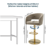 Set of 2 Curved Mink Matt Velvet Adjustable Swivel Bar Stools with Gold Base - Runa