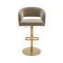 Set of 3 Curved Mink Matt Velvet Adjustable Swivel Bar Stool with Gold Base - Runa