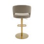 Set of 3 Curved Mink Matt Velvet Adjustable Swivel Bar Stool with Gold Base - Runa