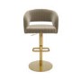 Set of 4 Curved Mink Matt Velvet Adjustable Swivel Bar Stool with Gold Base - Runa