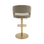 Set of 4 Curved Mink Matt Velvet Adjustable Swivel Bar Stool with Gold Base - Runa