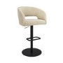 Set of 2 Beige Upholstered Adjustable Swivel Curved Bar Stools with Black Base - Runa