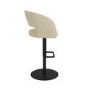 Set of 2 Beige Upholstered Adjustable Swivel Curved Bar Stools with Black Base - Runa