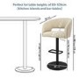 Set Of 3 Curved Beige Fabric Adjustable Swivel Bar Stool with Black Base - Runa