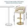 Set Of 3 Curved Beige Fabric Adjustable Swivel Bar Stool with Gold Base - Runa