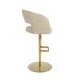 Set Of 4 Curved Beige Fabric Adjustable Swivel Bar Stool with Gold Base - Runa