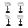 Set of 4 Curved Beige Boucle Adjustable Swivel Barstool with Black Metal Base - Runa