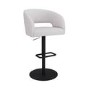 Set of 4 Curved Beige Boucle Adjustable Swivel Barstool with Black Metal Base - Runa