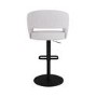 Set of 4 Curved Beige Boucle Adjustable Swivel Barstool with Black Metal Base - Runa