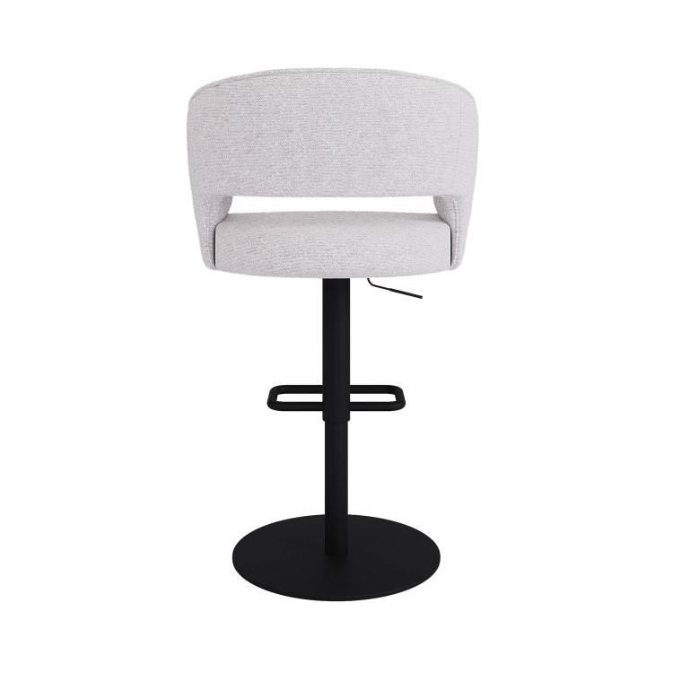 Set of 4 Curved Beige Boucle Adjustable Swivel Barstools with Black Metal Base - Runa