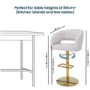 Set of 3 Curved Beige Boucle Adjustable Swivel Barstools with Gold Base - Runa