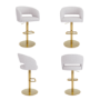 Set of 4 Curved Beige Boucle Adjustable Swivel Barstool with Gold Base - Runa