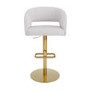 Set of 3 Curved Beige Boucle Adjustable Swivel Barstools with Gold Base - Runa