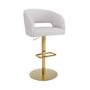 Set of 3 Curved Beige Boucle Adjustable Swivel Barstools with Gold Base - Runa