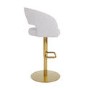 Set of 3 Curved Beige Boucle Adjustable Swivel Barstools with Gold Base - Runa