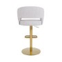 Set of 3 Curved Beige Boucle Adjustable Swivel Barstools with Gold Base - Runa