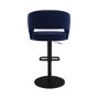 Set of 3 Curved Navy Blue Fabric Adjustable Swivel Barstool with Black Base - Runa