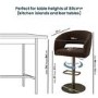 Set of 3 Curved Brown Velvet Adjustable Swivel Bar Stools with Brass Base - Runa