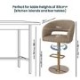 Set of 2 Curved Beige Faux Leather Adjustable Swivel Bar Stools with Gold Base - Runa