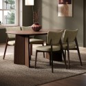 BUN/RVV001/100808 Walnut Dining Table Set with 4 Beige Faux Leather Curved Back Dining Chairs - Seats 4 - Rivo