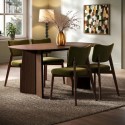 BUN/RVV001/100810 Walnut Dining Table Set with 4 Olive Green Velvet Curved Back Dining Chairs - Seats 4 - Rivo
