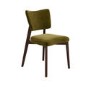 Set of 4 Olive Green Velvet Dining Chairs with Walnut Legs - Greta