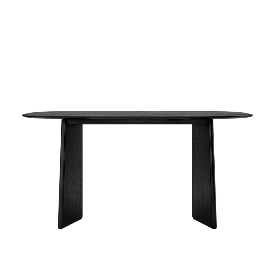 Black Dining Table Set with 4 Beige Upholstered Curved Back Dining Chairs - Seats 4 - Rivo