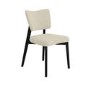 Set of 6 Beige Upholstered Dining Chairs with Black Legs - Greta