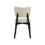 Set of 6 Beige Upholstered Dining Chairs with Black Legs - Greta