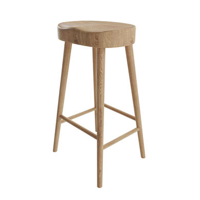 Set of 2 Solid Weathered Oak Kitchen Counter Stools - 70cm - Rayne