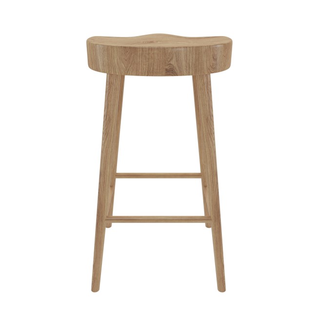 Set of 2 Solid Weathered Oak Kitchen Counter Stools - 70cm - Rayne