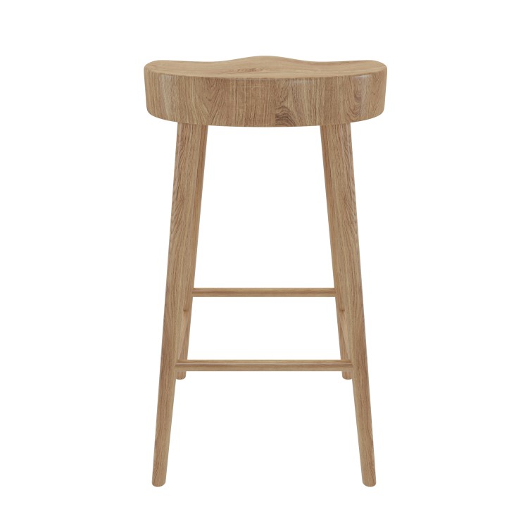 Set of 3 Solid Weathered Oak Kitchen Counter Stools - 70cm - Rayne