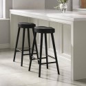 BUN/RYN002/87281 Set of 2 Black Solid Oak Kitchen Counter Stools - 70cm - Rayne